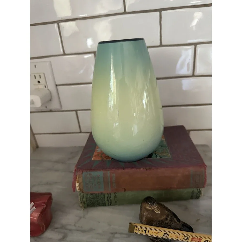Porcelain MCM Vase in Aqua Blue with Cattleya Flower Fujiclo China Shippo Vase